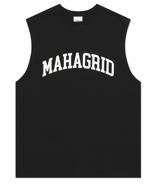MAHAGRID(マハグリッド)の「『mahagrid/マハグリッド』VARSITY LOGO SLEEVELESS TEE/バーシティロゴスリーブレス(タンクトップ・レディース・ブラック/ホワイト・M/L/XL/S)」の2枚目の写真