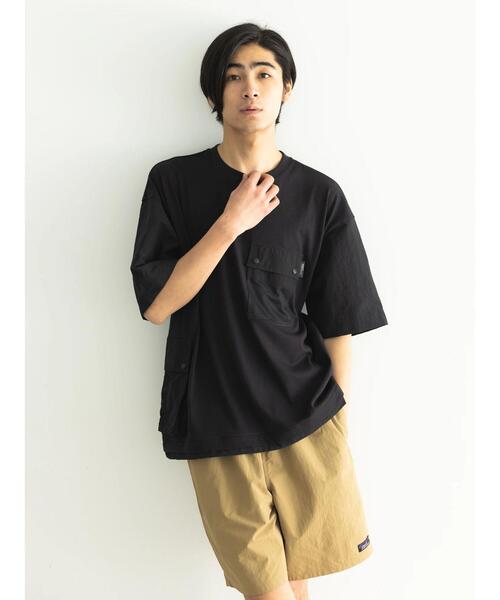 CRAFT STANDARD BOUTIQUE(クラフトスタンダードブティック)の「ナイロン切り替え5/STEE-B(Tシャツ/カットソー・メンズ・オリーブ/オフホワイト/ブラック・M/L/LL)」の7枚目の写真