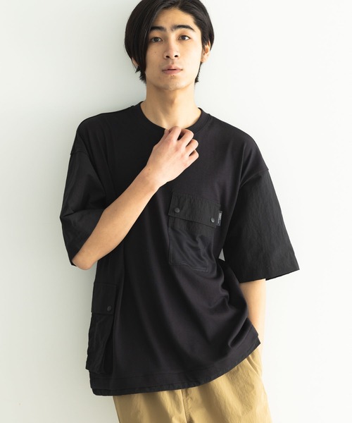 CRAFT STANDARD BOUTIQUE(クラフトスタンダードブティック)の「ナイロン切り替え5/STEE-B(Tシャツ/カットソー・メンズ・オリーブ/オフホワイト/ブラック・M/L/LL)」の1枚目の写真