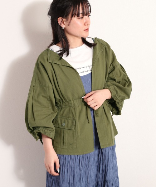 cepo（セポ）の「コットンリネン ミリタリーボレロ（ミリタリージャケット・レディース・オフホワイト/オリーブ・M）」の2枚目の写真