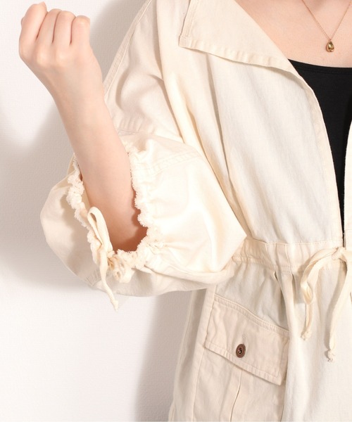 cepo（セポ）の「コットンリネン ミリタリーボレロ（ミリタリージャケット・レディース・オフホワイト/オリーブ・M）」の4枚目の写真