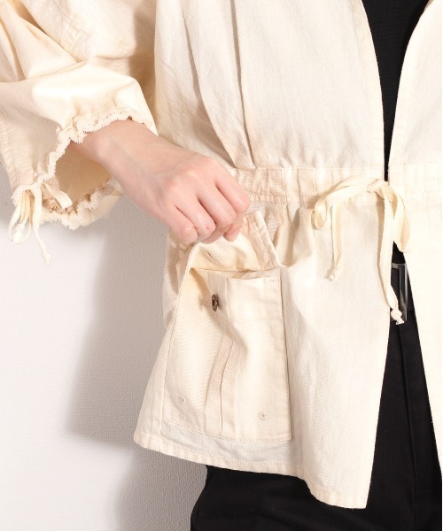 cepo（セポ）の「コットンリネン ミリタリーボレロ（ミリタリージャケット・レディース・オフホワイト/オリーブ・M）」の7枚目の写真
