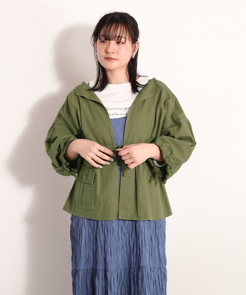 cepo（セポ）の「コットンリネン ミリタリーボレロ（ミリタリージャケット・レディース・オフホワイト/オリーブ・M）」の12枚目の写真
