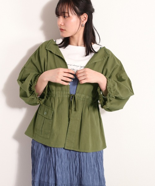 cepo（セポ）の「コットンリネン ミリタリーボレロ（ミリタリージャケット・レディース・オフホワイト/オリーブ・M）」の9枚目の写真