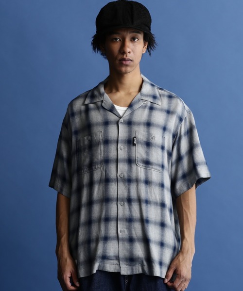 schott(ショット)の「Schott/ショット/OMBRE PLAID SS SHIRT/オンブレ チェック 半袖シャツ(シャツ/ブラウス・メンズ・ブラック/グレー/ブルー・M/L/XL/2XL)」の3枚目の写真