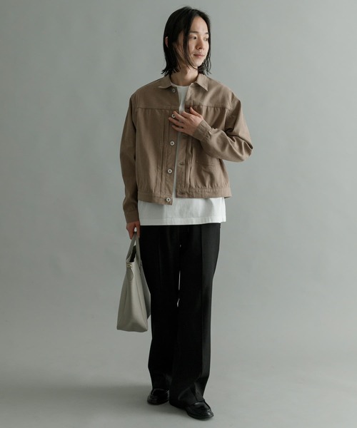 URU（ウル）の「URU　COTTON SILK - TRUCKER JACKET（デニムジャケット・メンズ・ベージュ・1/2）」の2枚目の写真