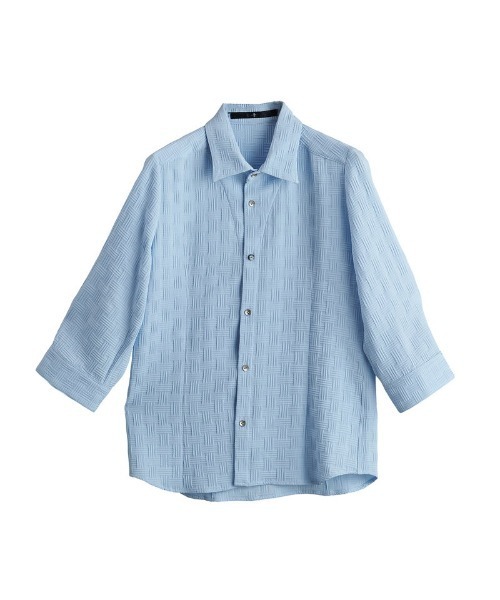 NO ID.(ノーアイディ)の「【NO ID.】Pattern 7th Sleeve Shirt / パターン 7分袖 シャツ(シャツ/ブラウス・メンズ・サックスブルー/ブラック/ホワイト・1/2)」の7枚目の写真