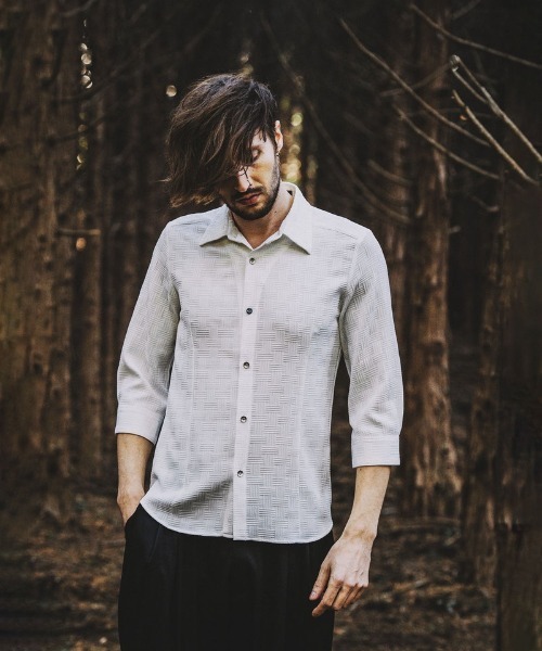 NO ID.(ノーアイディ)の「【NO ID.】Pattern 7th Sleeve Shirt / パターン 7分袖 シャツ(シャツ/ブラウス・メンズ・サックスブルー/ブラック/ホワイト・1/2)」の19枚目の写真