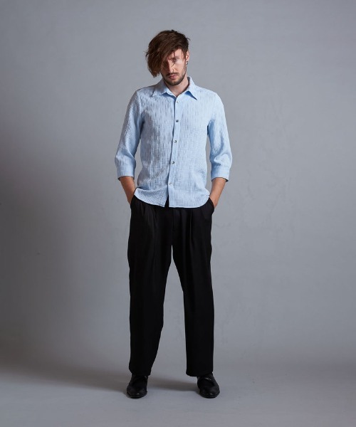 NO ID.(ノーアイディ)の「【NO ID.】Pattern 7th Sleeve Shirt / パターン 7分袖 シャツ(シャツ/ブラウス・メンズ・サックスブルー/ブラック/ホワイト・1/2)」の21枚目の写真