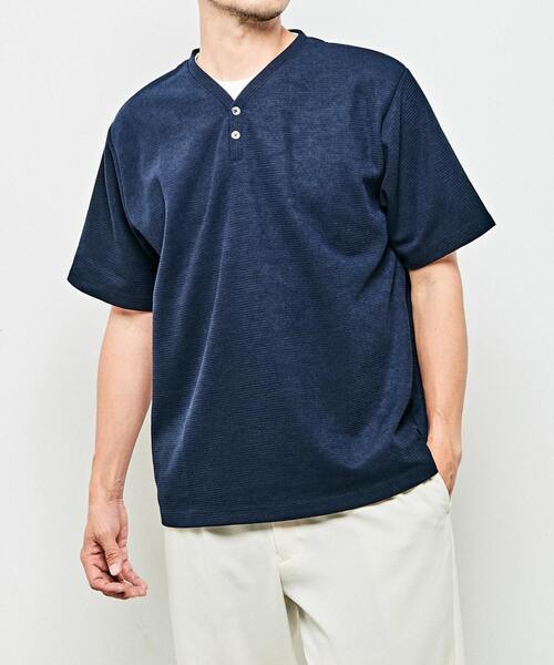 【MASTER FRAME】フェイクレイヤードヘンリーネックTシャツ MASTER FRAME】フェイクレイヤードヘンリーネックTシャツ（T
