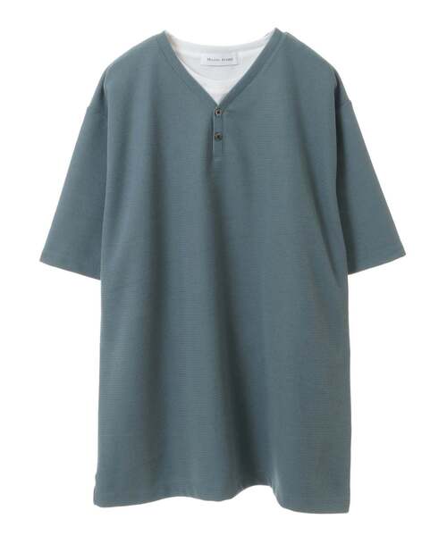 MASTER FRAME】フェイクレイヤードヘンリーネックTシャツ（T