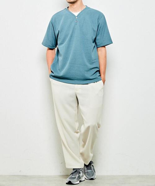 【MASTER FRAME】フェイクレイヤードヘンリーネックTシャツ MASTER FRAME】フェイクレイヤードヘンリーネックTシャツ（T