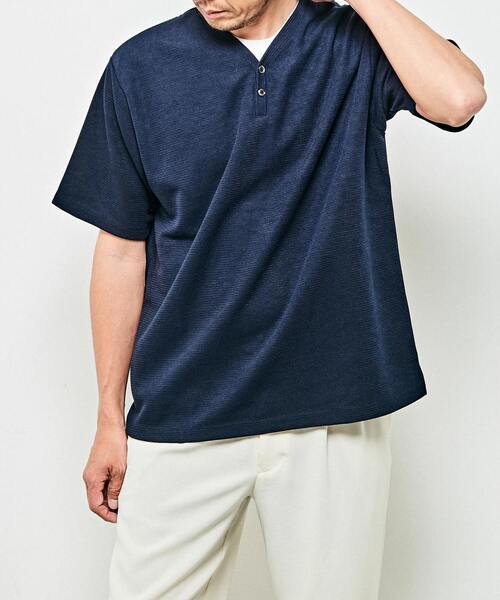 【MASTER FRAME】フェイクレイヤードヘンリーネックTシャツ MASTER FRAME】フェイクレイヤードヘンリーネックTシャツ（T