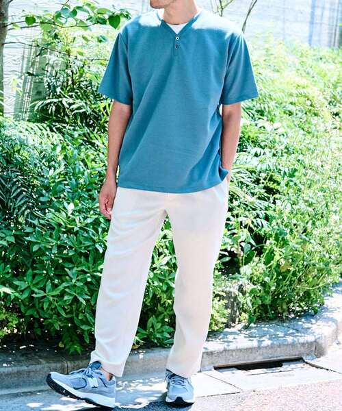 【MASTER FRAME】フェイクレイヤードヘンリーネックTシャツ MASTER FRAME】フェイクレイヤードヘンリーネックTシャツ（T