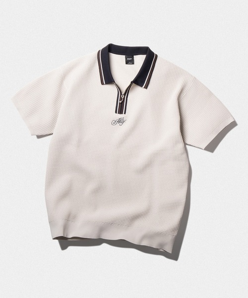 HUF(ハフ)の「CURSIVE SCRIPT ZIP POLO / HUF ジップポロ(ポロシャツ・メンズ・パープル系その他/ホワイト/ブラック・SMALL/MEDIUM/LARGE/X-LARGE/X-SMALL/XX-LARGE)」の21枚目の写真