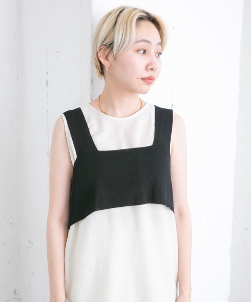 KBF(ケイビーエフ)の「BACKクロスニットビスチェ(ニット/セーター・レディース・ブラック/ベージュ・ONE)」の21枚目の写真