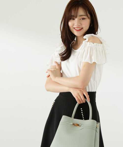 PROPORTION BODY DRESSING（プロポーションボディドレッシング）の「フリルショルダーカットソー / 1213260700（Tシャツ/カットソー・レディース・ダークグレー/ホワイト/ピンク・MEDIUM/SMALL）」の2枚目の写真