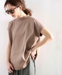 綿100%USAコットン、大人のモックネックラグランTシャツ。