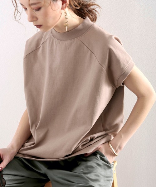 classicalelf(クラシカルエルフ)の「綿100%USAコットン、大人のモックネックラグランTシャツ。(Tシャツ/カットソー・レディース・ベージュ/ブラウン/グレイッシュベージュ/ブラウン系その他・X-LARGE/LARGE/MEDIUM/XX-LARGE)」の10枚目の写真