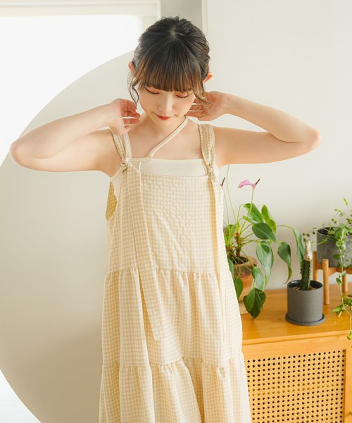 moulis'(ムーリス)の「チェックリボンティアードワンピ(ワンピース・レディース・ネイビー/グリーン/ベージュ・MEDIUM/LARGE)」の2枚目の写真