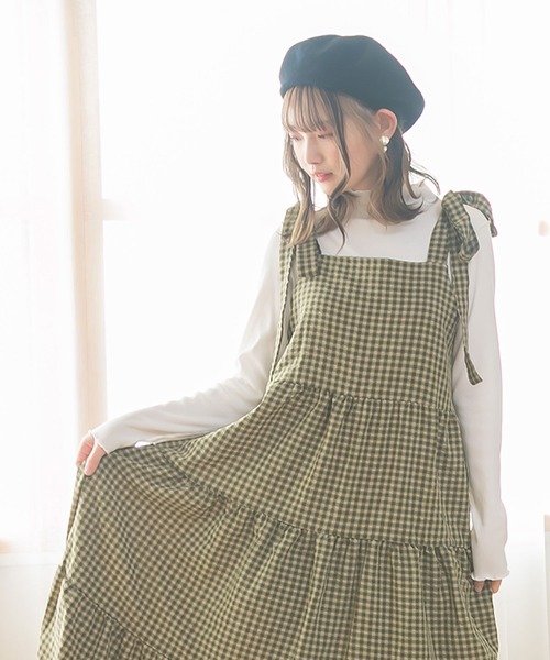 moulis'(ムーリス)の「チェックリボンティアードワンピ(ワンピース・レディース・ネイビー/グリーン/ベージュ・MEDIUM/LARGE)」の3枚目の写真
