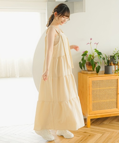 moulis'(ムーリス)の「チェックリボンティアードワンピ(ワンピース・レディース・ネイビー/グリーン/ベージュ・MEDIUM/LARGE)」の4枚目の写真