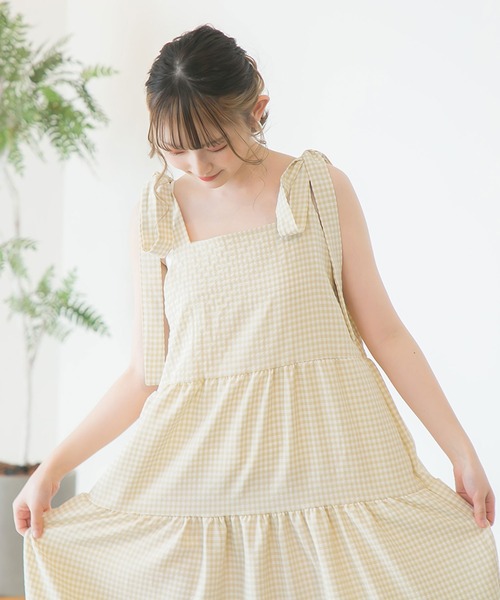 moulis'(ムーリス)の「チェックリボンティアードワンピ(ワンピース・レディース・ネイビー/グリーン/ベージュ・MEDIUM/LARGE)」の6枚目の写真