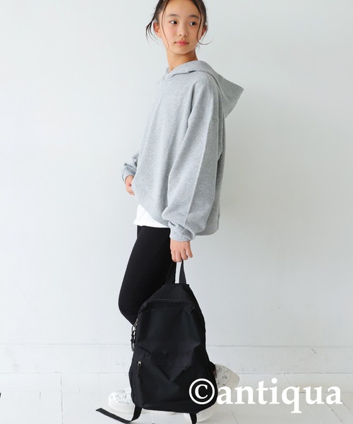 antiqua（アンティカ）の「綿100%裏毛プルオーバーパーカー（パーカー・キッズ・ブラック/ピンク/グリーン/イエロー/杢グレー/レッド・150/140/130/160）」の13枚目の写真
