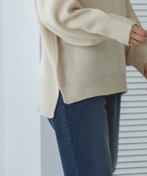 pairmanon（ペアマノン）の「【ママサイズ】モックネック ハンドステッチ ニット（ニット/セーター・レディース・アイボリー/モカ/ブルー・FREE）」の8枚目の写真