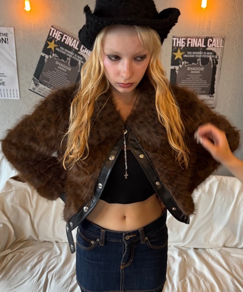 shaggie ファーブルゾンジャケット/ファーコート ViVi掲載】ファーブルゾンジャケット/ファーコート（ブルゾン