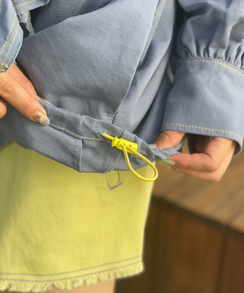 HELLO.SANFRANCISCO(ハローサンフランシスコ)の「【HELLO.SANFRANCISCO/ハローサンフランシスコ】フリルボリュームスリーブテーラージャケット(テーラードジャケット・レディース・ブルー/オフホワイト・FREE)」の20枚目の写真