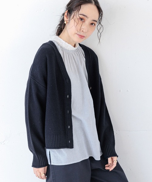 studio CLIP（スタディオクリップ）の「【3シーズンニット】7ゲージ鹿の子2WAYカーディガン（カーディガン/ボレロ・レディース・マスタード/アイボリー/ネイビー/オレンジ・FREE）」の21枚目の写真