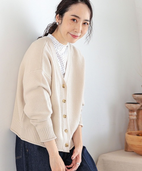 セール】【3シーズンニット】7ゲージ鹿の子2WAYカーディガン