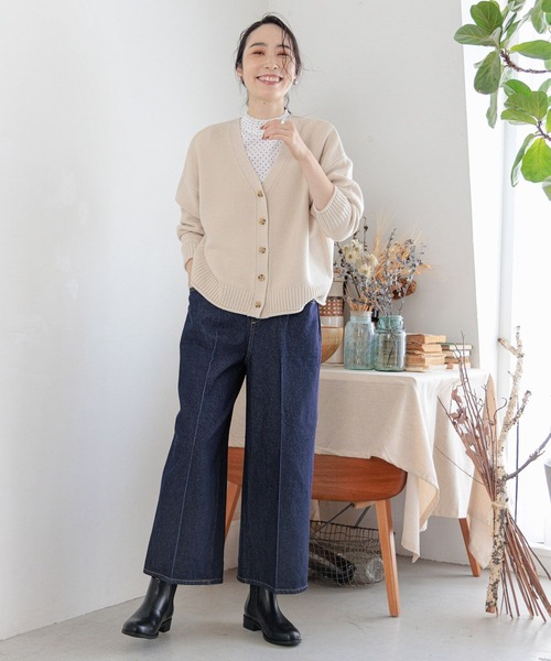 studio CLIP（スタディオクリップ）の「【3シーズンニット】7ゲージ鹿の子2WAYカーディガン（カーディガン/ボレロ・レディース・マスタード/アイボリー/ネイビー/オレンジ・FREE）」の10枚目の写真