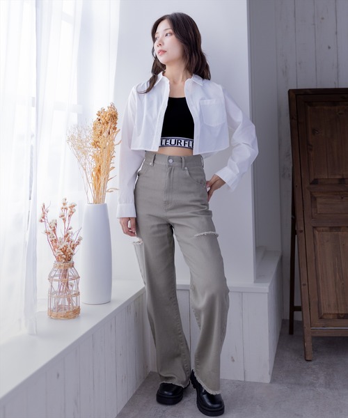 clear（クリア）の「裾ロゴタンクニット[着回し力抜群 大人 カジュアル ジム アウトドア]（タンクトップ・レディース・オフホワイト/ベージュ/ブラック・F）」の19枚目の写真