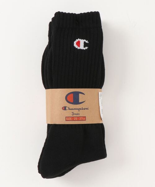 Champion(チャンピオン)の「【CHAMPION/チャンピオン】 フルレングスソックス3P CMSCY002 ワンポイントロゴ 3足組(ソックス/靴下・メンズ・ブラック/ホワイト/グレー/ネイビー・MEDIUM/SMALL/LARGE)」の2枚目の写真