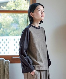 サニークラウズ　茶グレンチェックのトップス〈レディース〉