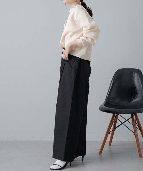PUAL CE CIN（ピュアルセシン）の「綿麻タックワイドパンツ（その他パンツ・レディース・ブラック/ベージュ・FREE）」の9枚目の写真