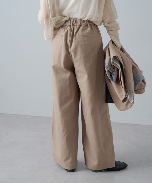 PUAL CE CIN（ピュアルセシン）の「綿麻タックワイドパンツ（その他パンツ・レディース・ブラック/ベージュ・FREE）」の4枚目の写真