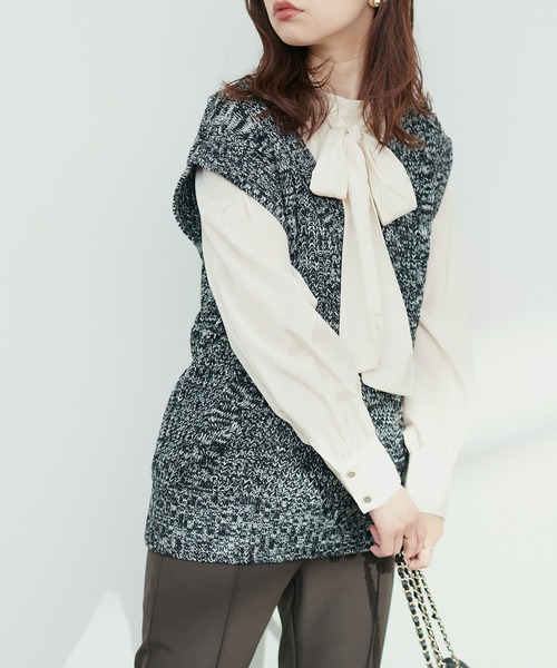 natural couture(ナチュラルクチュール)の「2WAYクラシカルボータイブラウス(シャツ/ブラウス・レディース・アイボリー/その他1/ピンクベージュ/ブルー/チャコールグレー・FREE)」の1枚目の写真