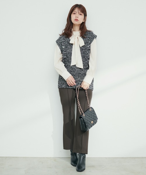 natural couture(ナチュラルクチュール)の「2WAYクラシカルボータイブラウス(シャツ/ブラウス・レディース・アイボリー/その他1/ピンクベージュ/ブルー/チャコールグレー・FREE)」の7枚目の写真