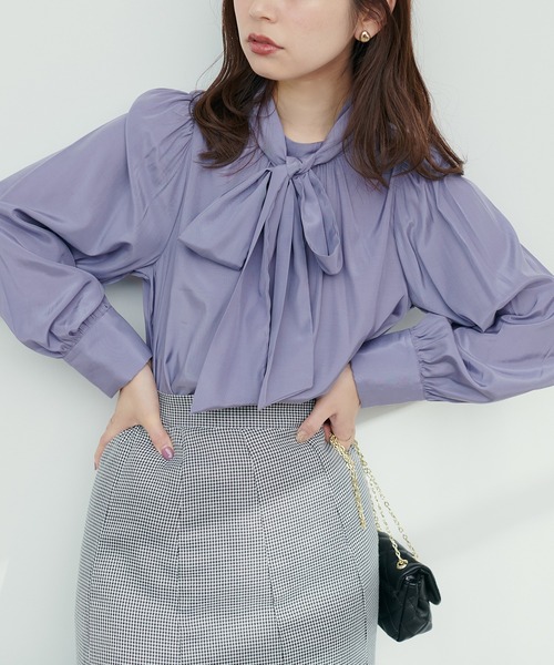 natural couture(ナチュラルクチュール)の「2WAYクラシカルボータイブラウス(シャツ/ブラウス・レディース・アイボリー/その他1/ピンクベージュ/ブルー/チャコールグレー・FREE)」の16枚目の写真