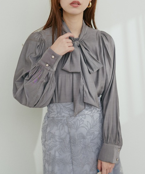 natural couture(ナチュラルクチュール)の「2WAYクラシカルボータイブラウス(シャツ/ブラウス・レディース・アイボリー/その他1/ピンクベージュ/ブルー/チャコールグレー・FREE)」の12枚目の写真