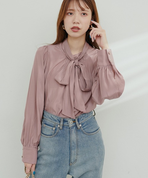 natural couture(ナチュラルクチュール)の「2WAYクラシカルボータイブラウス(シャツ/ブラウス・レディース・アイボリー/その他1/ピンクベージュ/ブルー/チャコールグレー・FREE)」の21枚目の写真