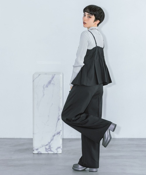 PAGEBOY(ページボーイ)の「プリーツキャミ2PSET(サロペット/オーバーオール・レディース・モカ/ブラック・FREE)」の5枚目の写真