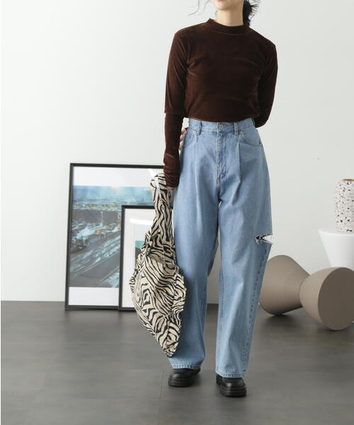 FREE'S MART（フリーズマート）の「フロッキーハイネックインナー（Tシャツ/カットソー・レディース・ホワイト/グレー/ブラウン・FREE）」の14枚目の写真