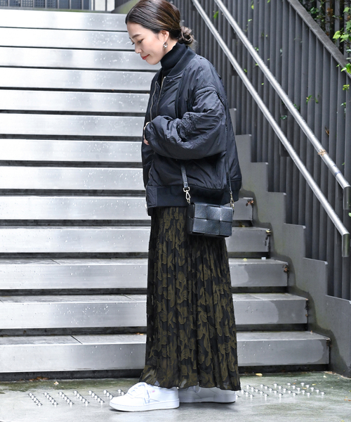 Simplicite（サンプリシテ）の「ジャガードマジョリカスカート（スカート・レディース・ブラック/ネイビー・FREE）」の4枚目の写真