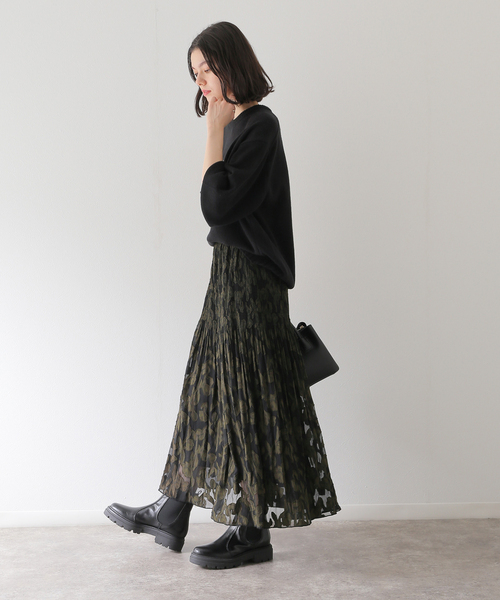 Simplicite（サンプリシテ）の「ジャガードマジョリカスカート（スカート・レディース・ブラック/ネイビー・FREE）」の11枚目の写真