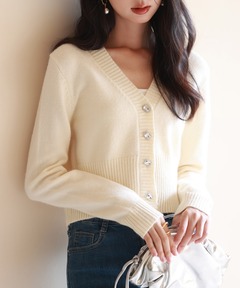 choker rib knit cardigan（チョーカーリブニットカーディガン