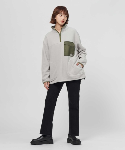 CAMP7（キャンプセブン）の「【CAMP7】フリースプルオーバー（スウェット・レディース・オフホワイト/ダークグレー/ライトグレー・M-L）」の9枚目の写真